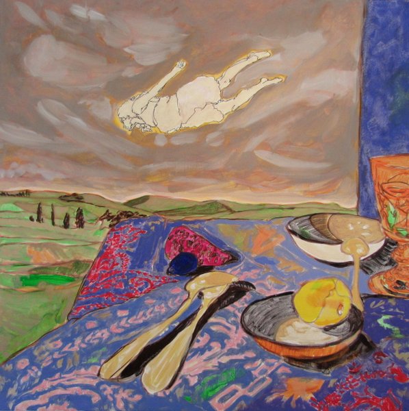 citron & couverts - 100x100 - technique mixte